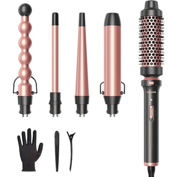 Wavytalk 5 in 1 Curling Iron Curling Wand Set w/ Brush Curler Interchangeable - Picture 1 of 4